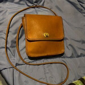Laura U.S.A Natural Leather & Solid Brass Collection Crossbody Bag